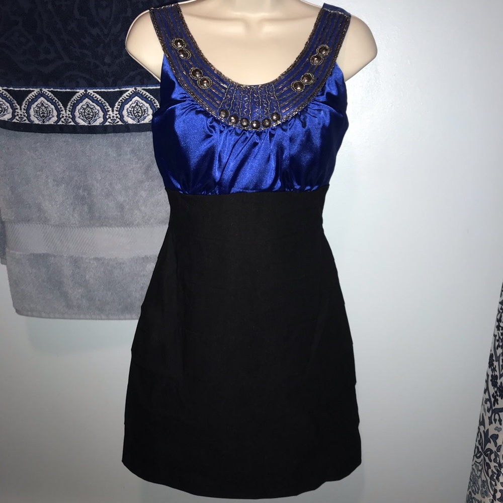 Black Blue Coctail Prom Dress Size 7 NWOT